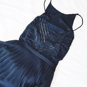 River island embellished beaded navy tank blouse
